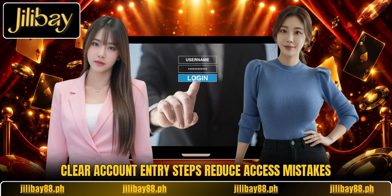 Clear account entry steps reduce access mistakes Clear account entry steps reduce access mistakes