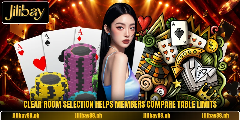 Clear room selection helps members compare table limits Clear room selection helps members compare table limits