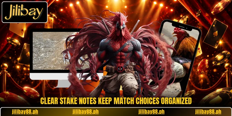 Clear stake notes keep match choices organized