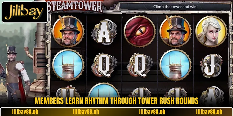 Members learn rhythm through Tower Rush rounds Members learn rhythm through Tower Rush rounds