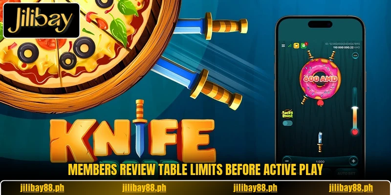 Members review table limits before active play Members review table limits before active play