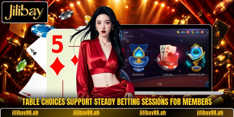Table choices support steady betting sessions for members