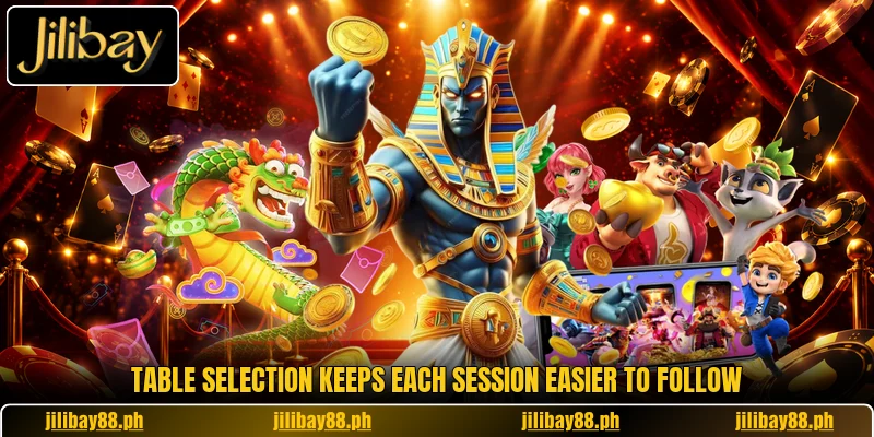 Table selection keeps each session easier to follow